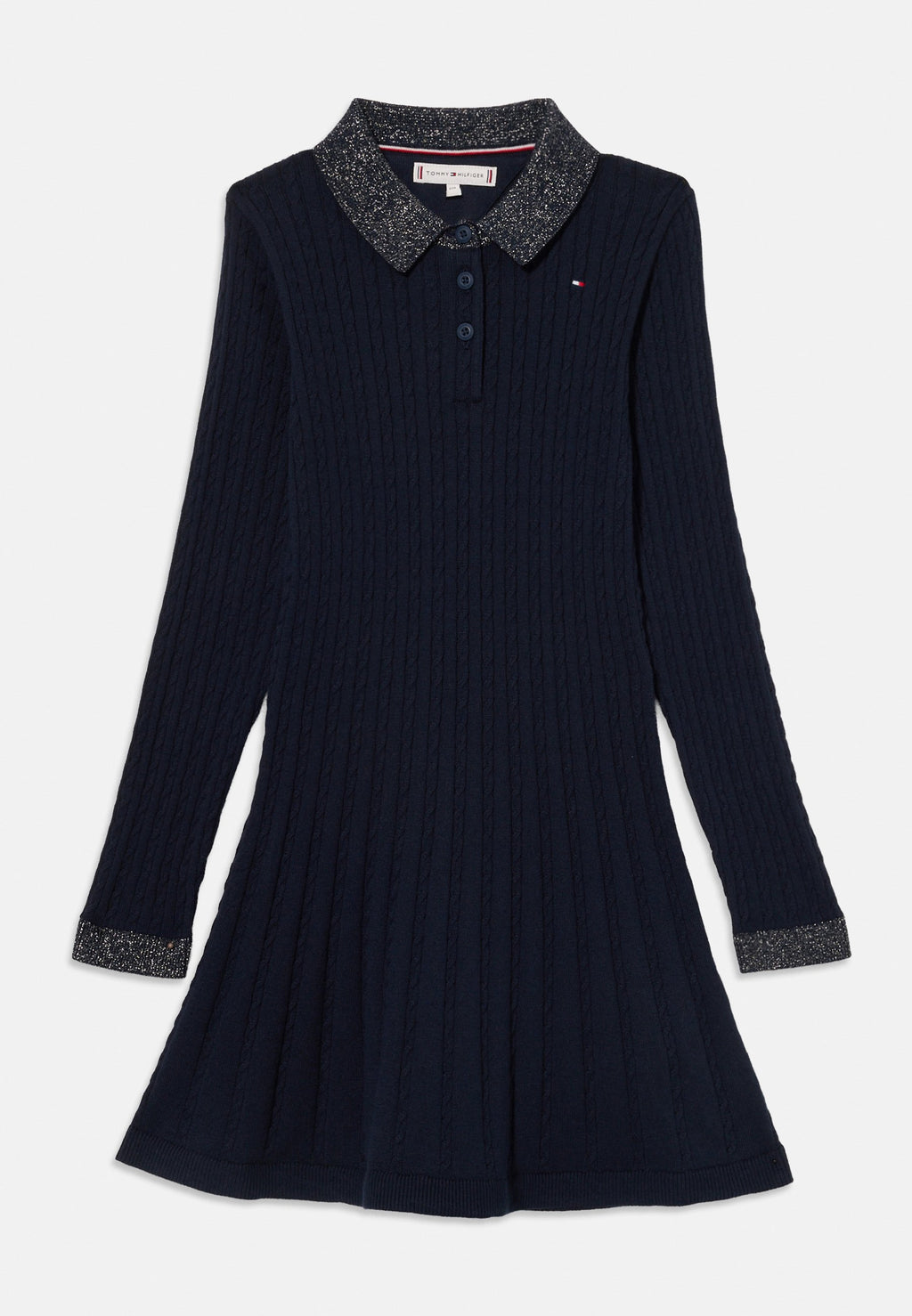 GLITTER MINI CABLE KNIT JUMPER DRESS Media 1