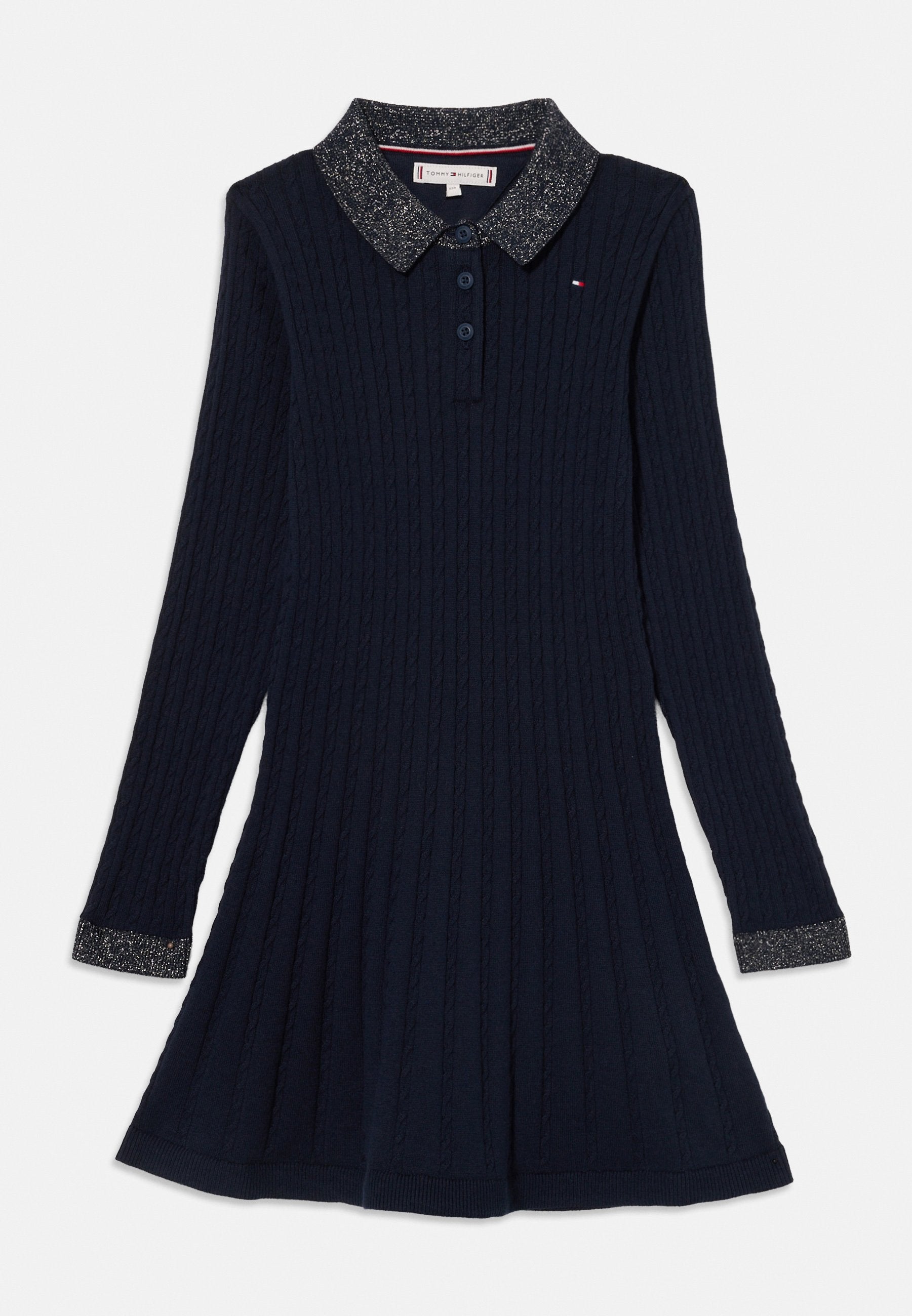 GLITTER MINI CABLE KNIT JUMPER DRESS Media 1