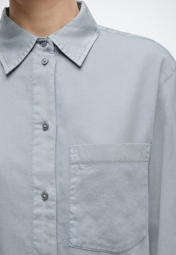 Marc O'Polo BLOUSE, BOXY SHAPE, KENT COLLAR, CHEST POCKET, LONGSLEEVE, GARMENT DYED, SOLID