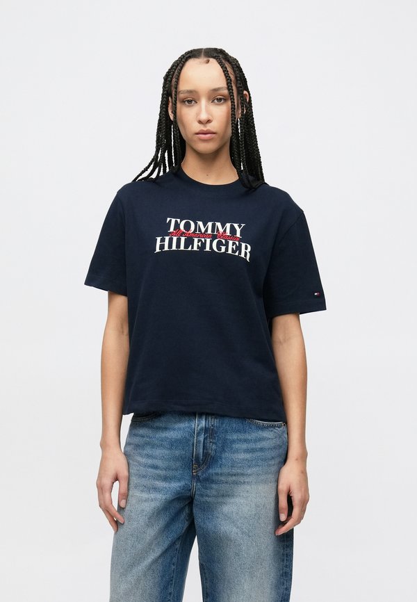 Tommy Hilfiger CLASSIC FLOCK LOGO RELAXED T-SHIRT - Print T-shirt - dark night navy