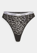 Calvin Klein Underwear HIGH LEG THONG ICON LACE - Thong - black