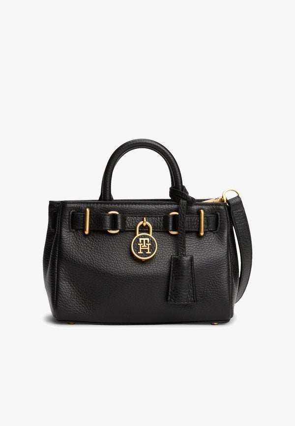 Tommy Hilfiger THE AMERICAN ICON LEATHER TOTE BAG - Handbag - black