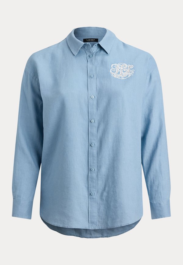Lauren Ralph Lauren Woman RELAXED FIT EYELET-LOGO LINEN SHIRT