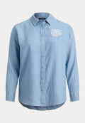Lauren Ralph Lauren Woman RELAXED FIT EYELET-LOGO LINEN SHIRT