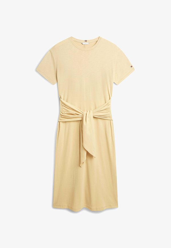 Tommy Hilfiger TEXTURED KNOT MIDI - Jersey dress - harvest wheat