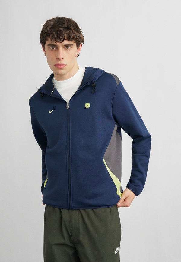 Nike Sportswear HOODIE SHOX - Zip-up sweatshirt - midnight navy/iron grey/lemon twist