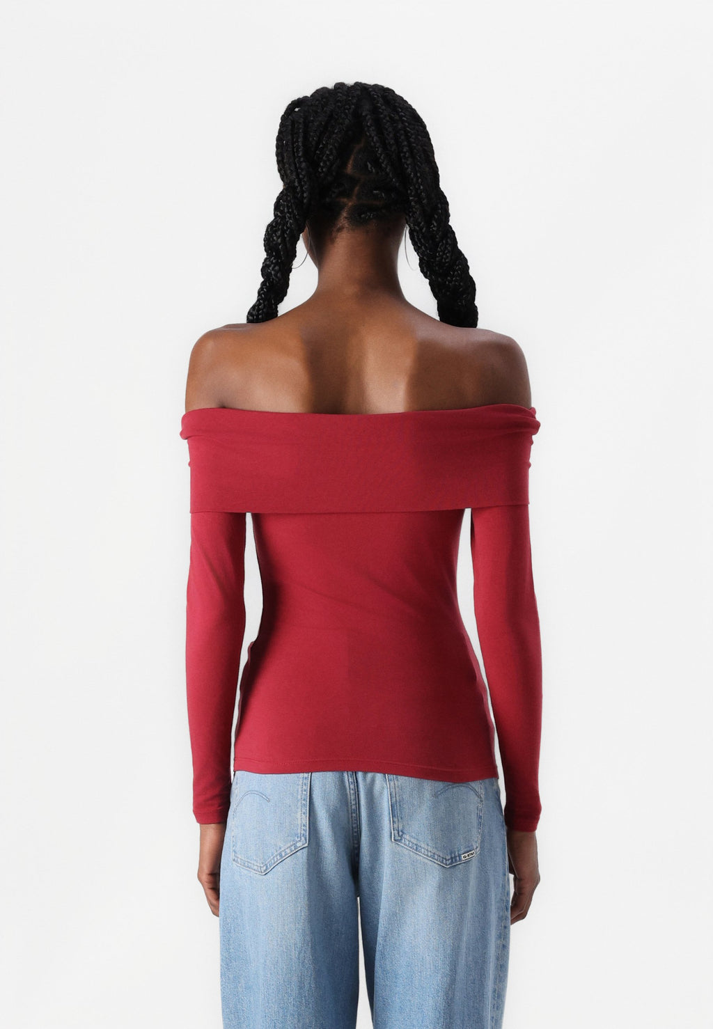 Abercrombie & Fitch Long-Sleeve Cotton-Blend Seamless Fabric Tuckable Off-The-Shoulder Top
