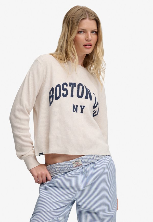 Superdry & Co SUPERDRY ATHLETIC ESSENTIAL GRAPHIC LONG SLEEVE TOP.. - Long sleeved top - oat beige marl