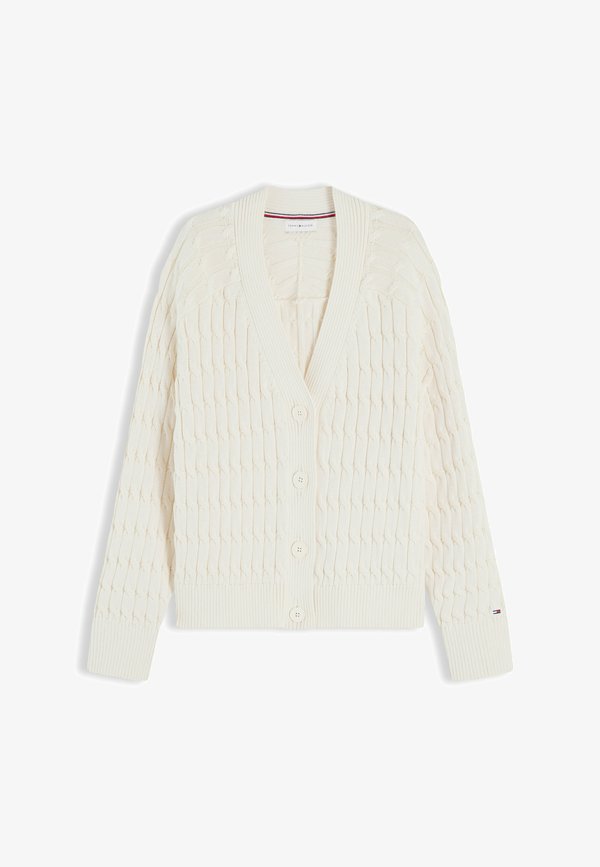 Tommy Hilfiger TOMMY HILFIGER CABLE KNIT OVERSIZED V-NECK CARDIGAN - Cardigan - ivory petal