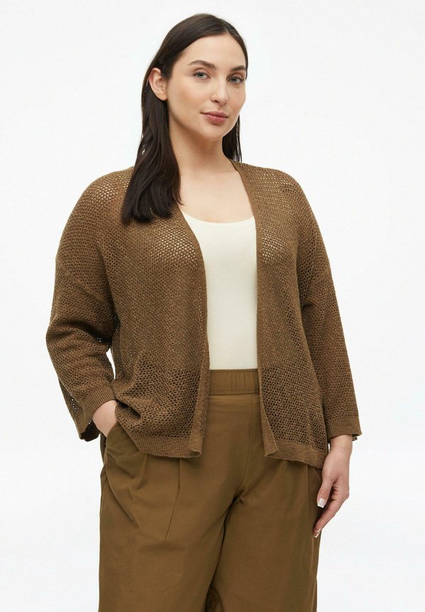 s.Oliver STRICKJACKE - Cardigan - dunkelbraun
