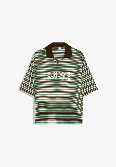 Bershka STRIPE - Polo shirt - brown