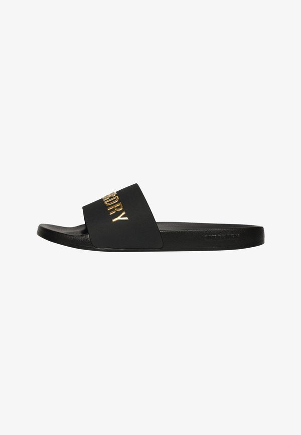Superdry & Co LOGO  - Pool slides - black metallic gold