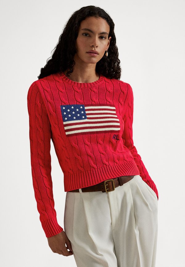 Polo Ralph Lauren FLAG SHRUNKEN CABLE COTTON SWEATER