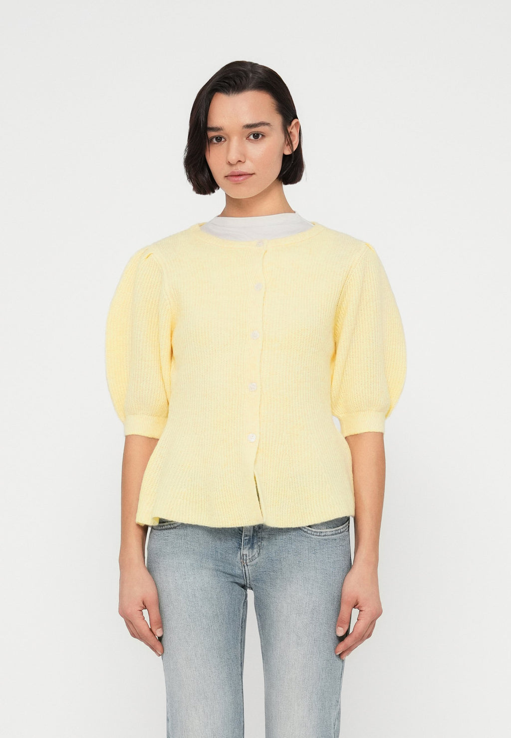 Pieces PCSILLY SS PUFF KNIT CARDIGAN NOOS BC