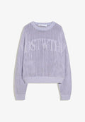 Bershka GRAPHIC ROUND NECK JUMPER - Jumper - purple