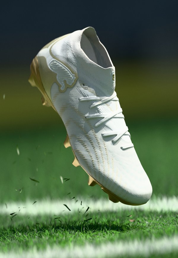 Puma FUTURE 9 PRO FG/AG - Football boots artificial grass - white/metallic gold-coloured/black