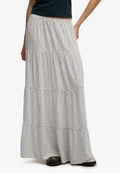 Superdry & Co SUPERDRY WOVEN TIERED MAXI SKIRT.. - Maxi skirt - off white ditsy hearts