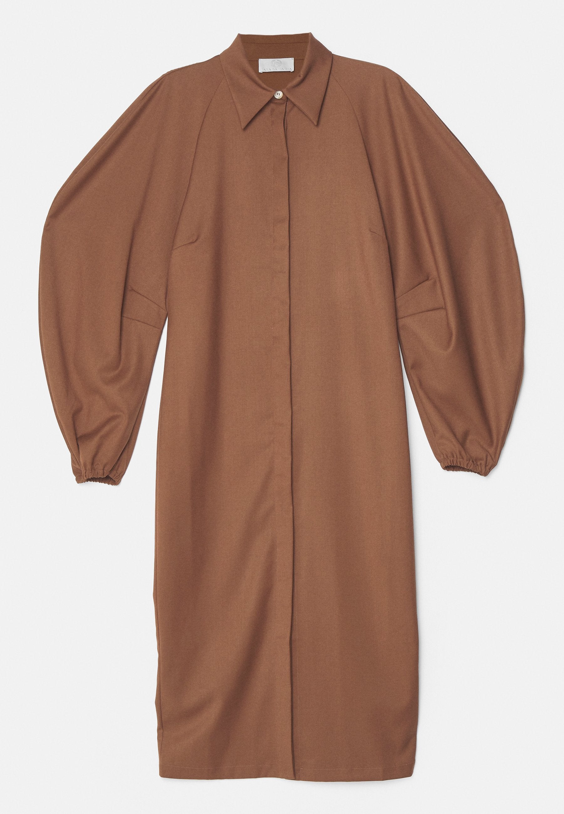 Sara Battaglia PUFF SLEEVE LONG DRESS