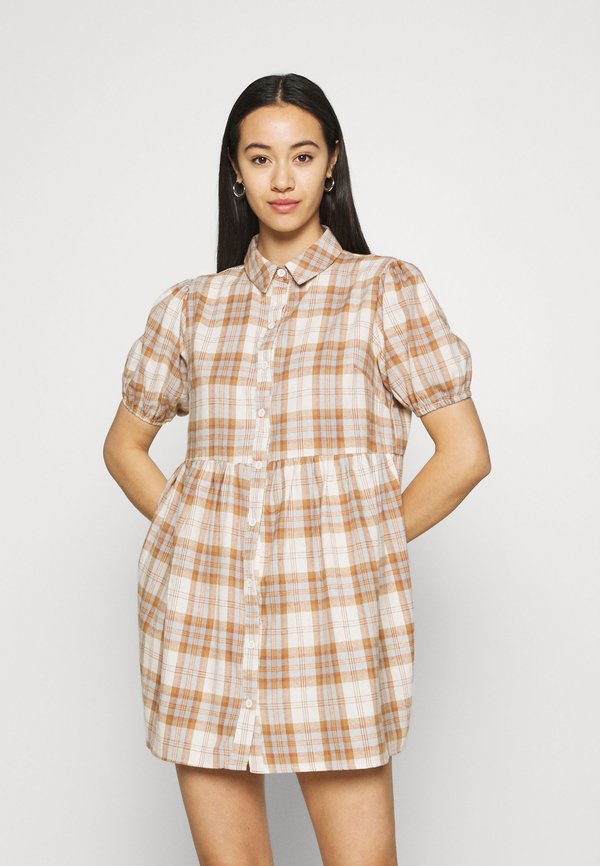 Missguided CHECK SHORT SLEEVE SHIRT DRESS