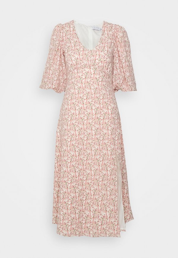 IN THE STYLE FLORAL PRINT PUFF SLEEVE MIDI WEDDING GUEST