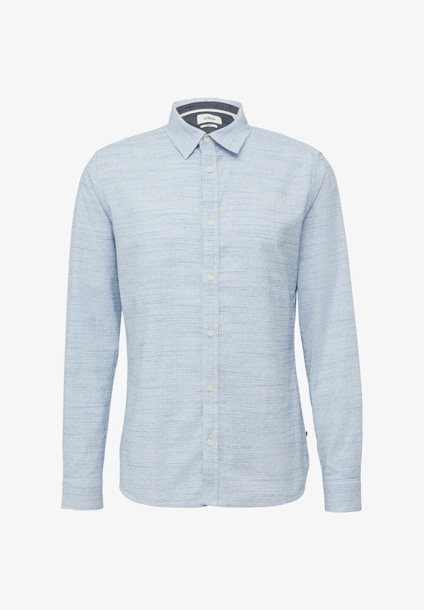 s.Oliver GEMUSTERTES MIT KENTKRAGEN - Shirt - royalblau