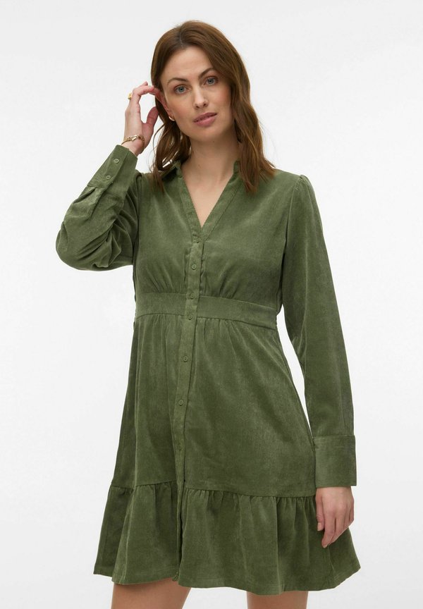 Vero Moda AWASTA Short - Shirt dress - olivine