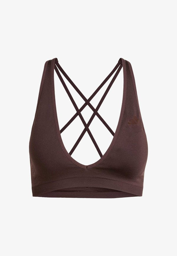 adidas Performance WE SCRUN LS - Light support sports bra - aurora coffee