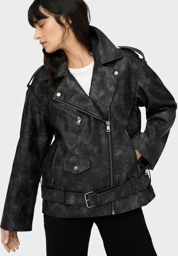 ONLY Biker ONLWAVES Biker - Faux leather jacket - black