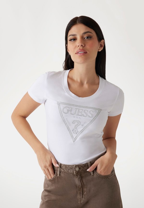 Guess LOGO-DREIECK - Print T-shirt - weiß