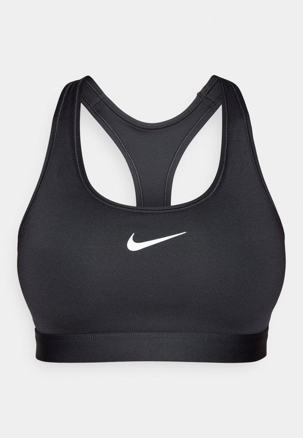 Nike Performance UNPADDED BRA - Medium support sports bra - black/white