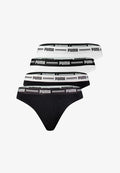 Puma STRING WEBGUMMI BUND LOGO 4ER PACK - Thong - schwarz   weiß