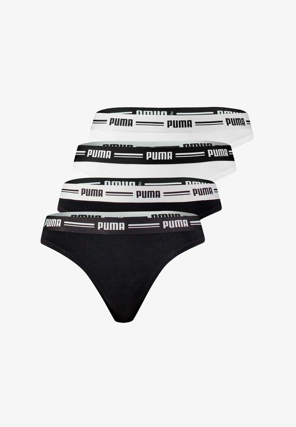 Puma STRING WEBGUMMI BUND LOGO 4ER PACK - Thong - schwarz   weiß