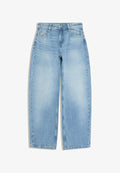 Bershka LOW-RISE BARREL - JEANS - Wide Leg - light blue