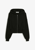 Bershka ZIP-UP WITH WAISTBAND - HOODIE - Zip-up sweatshirt - black