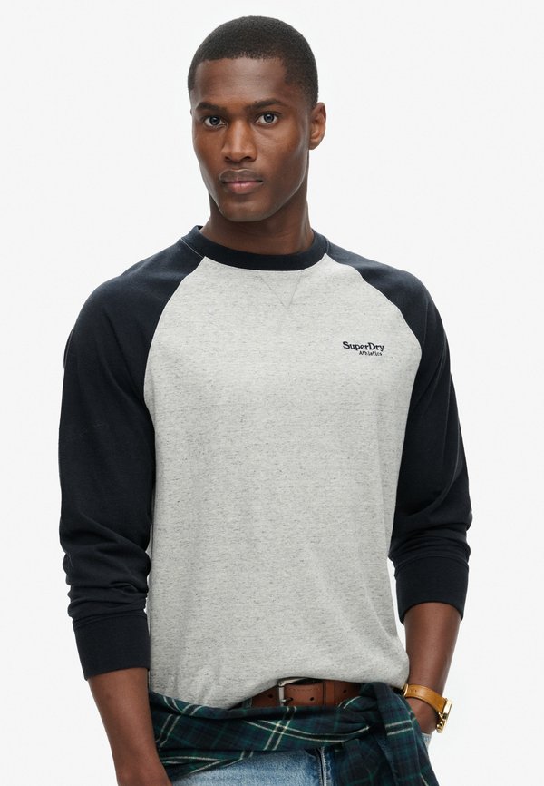 Superdry & Co ESSENTIAL LOGO - Long sleeved top - grey fleck marl eclipse navy