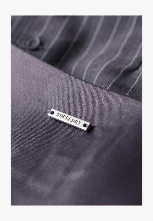 Superdry & Co SATIN BACK WAISTCOAT - Waistcoat - charcoal pinstripe