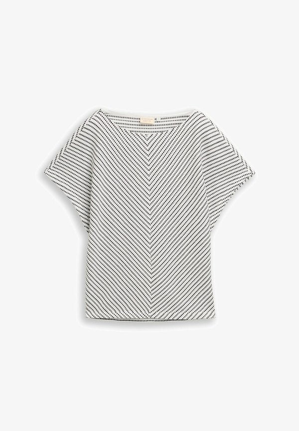 TOM TAILOR Print T-shirt - navy offwhite structure stripe