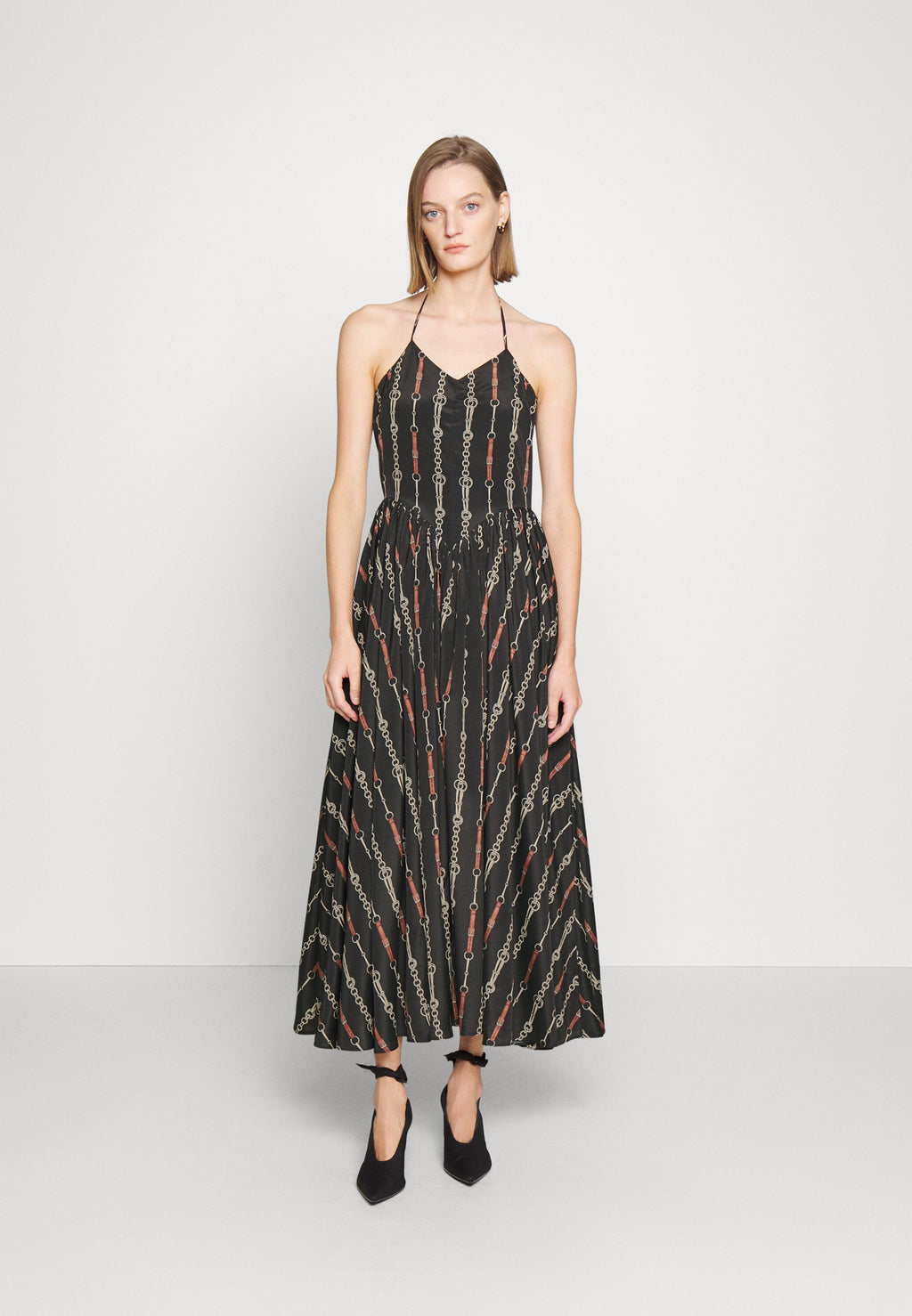 ROKH HALTER STRAP DRESS WITH DETACHABLE SLEEVE