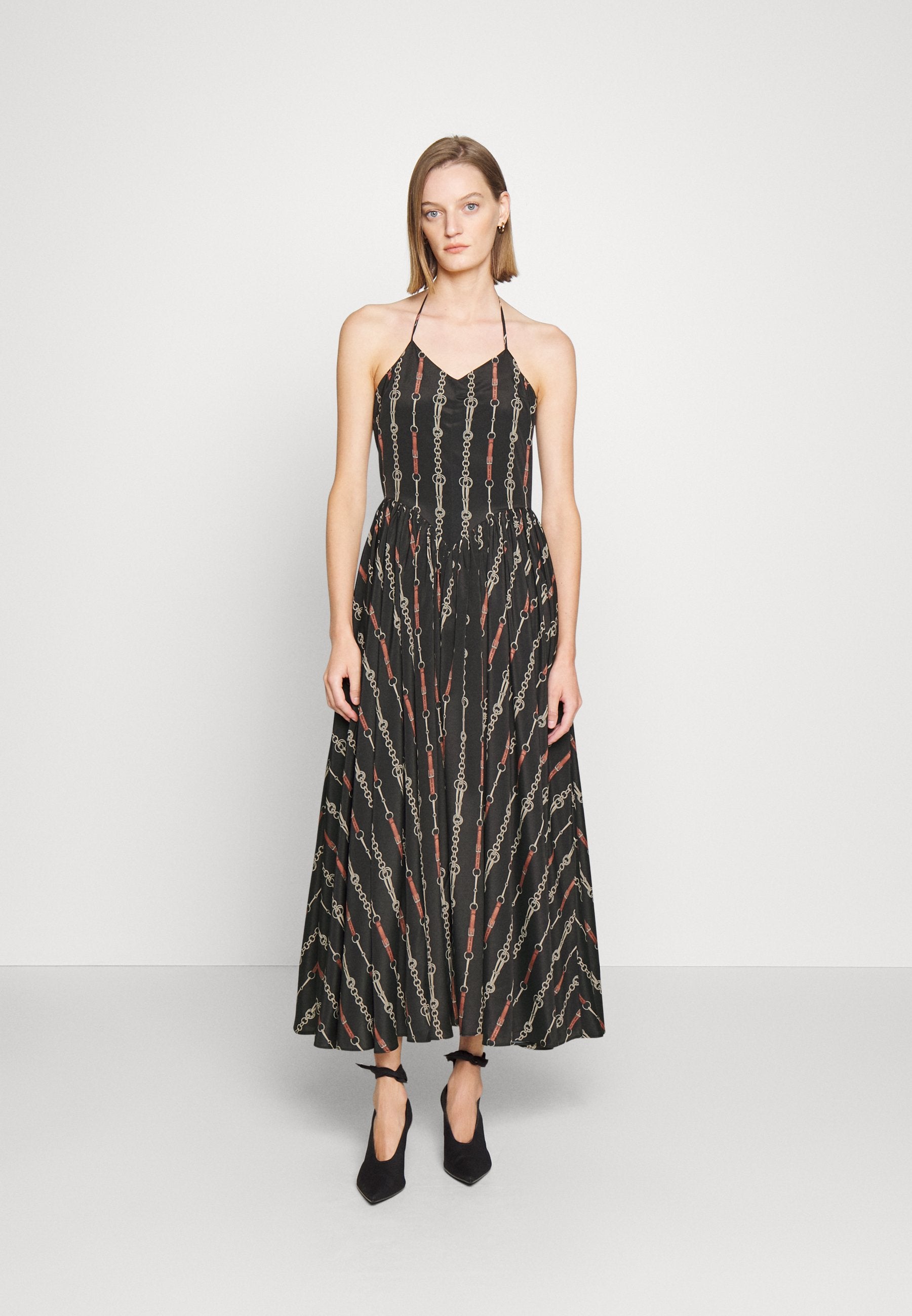 ROKH HALTER STRAP DRESS WITH DETACHABLE SLEEVE