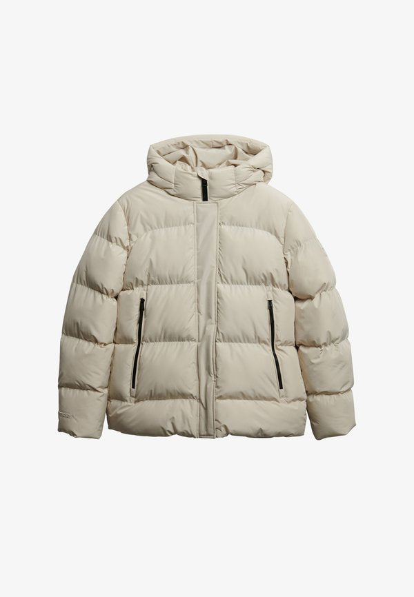 Superdry & Co HOODED BAFFLE PUFFER - Winter jacket - oat bran