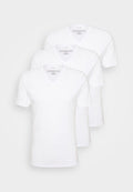 Calvin Klein Underwear 3 PACK V-NECK T-SHIRT COTTON MICROFIBER STRETCH - Undershirt - white