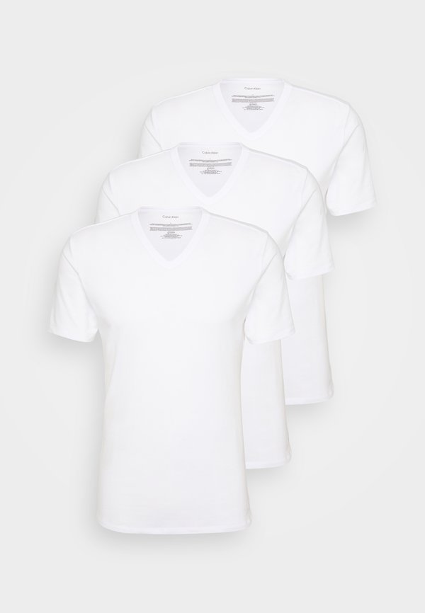 Calvin Klein Underwear 3 PACK V-NECK T-SHIRT COTTON MICROFIBER STRETCH - Undershirt - white