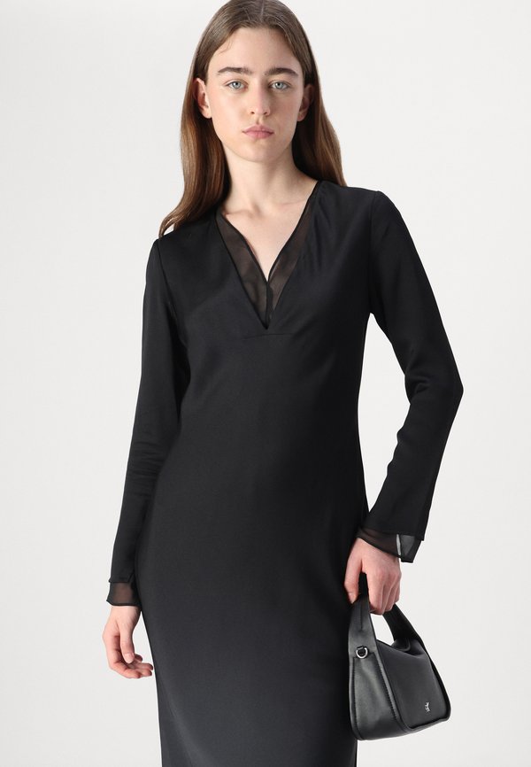 Calvin Klein SHEER PANEL SHIFT MIDI DRESS