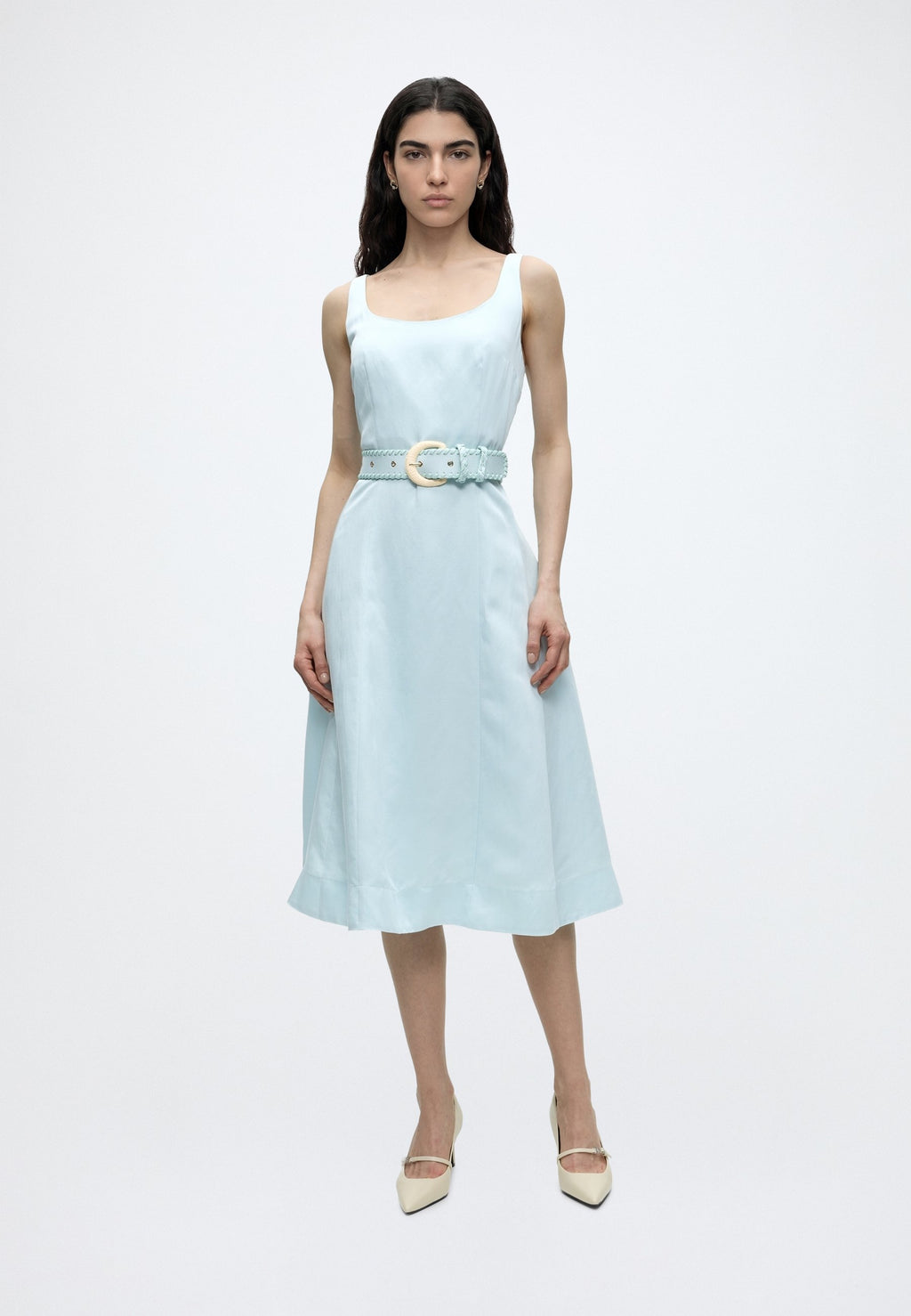 MARCIANO BY GUESS JANE BELTED MIDI DRESS