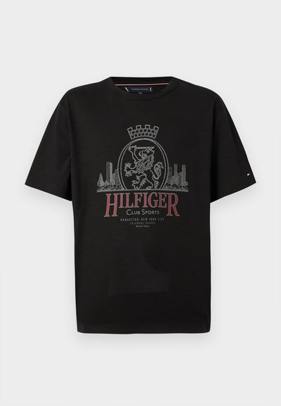 Tommy Hilfiger HERITAGE CREST LOGO TEXTURED JERSEY T-SHIRT - Print T-shirt - black