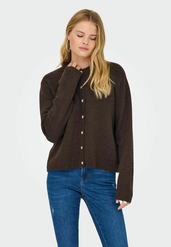 ONLY ONLSIMONI L/S O-NECK CARDIGAN KNT NOOS - Cardigan - coffee bean
