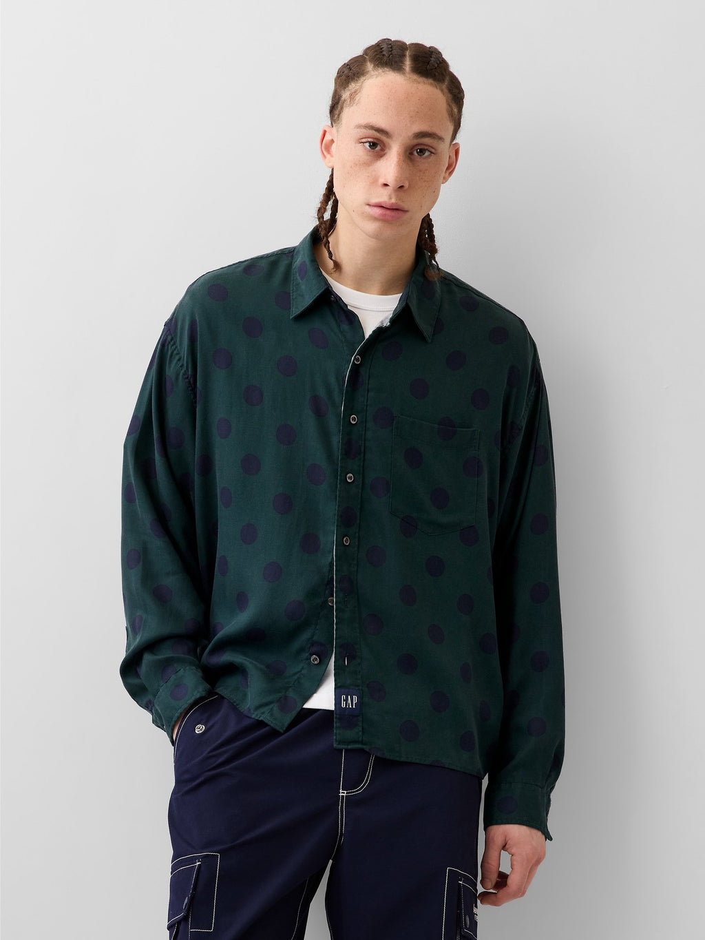 GAP GAP AWAKE NY TWILL DOTTED BIG SHIRT