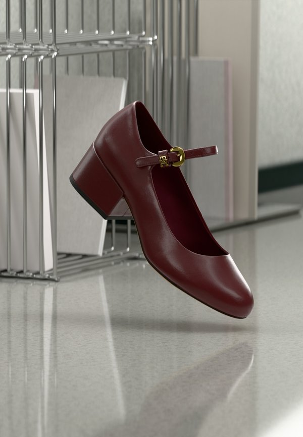 Tommy Hilfiger LEATHER MARY JANE BLOCK HEELS - Classic heels - maroon