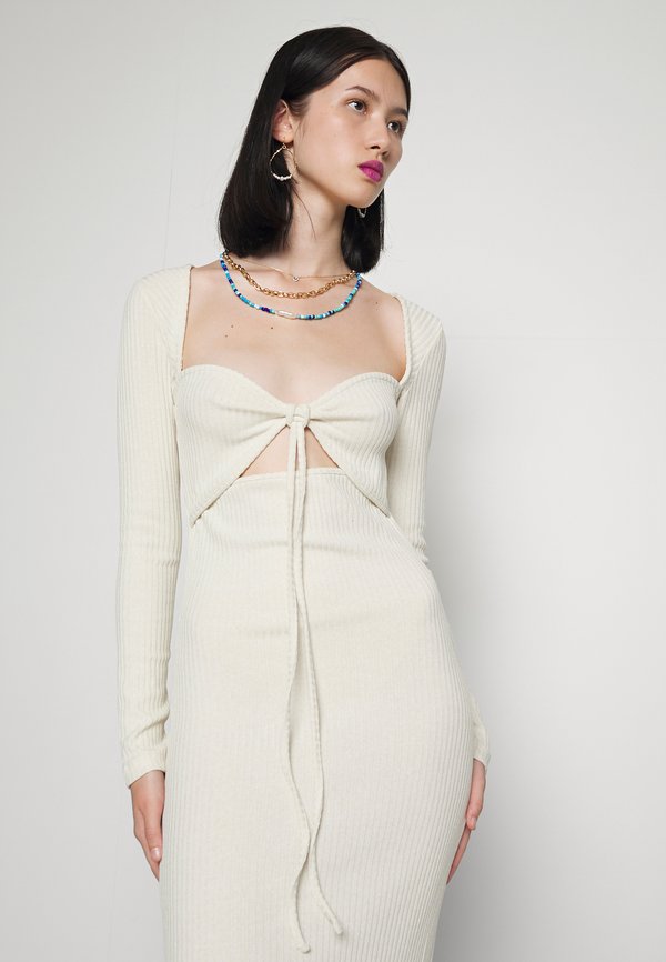 NA-KD TIE NECK LONG SLEEVE DRESS