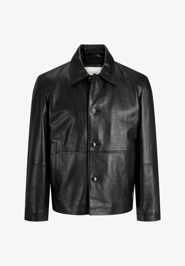 Jack & Jones Leather Leather - Leather jacket - black